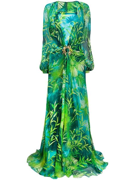 versace 2002 purple green dress|versace green jungle dress.